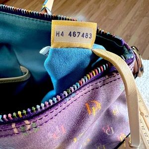 Vintage Dooney and Bourke shoulder purse bag, multicolor with matching wallet.